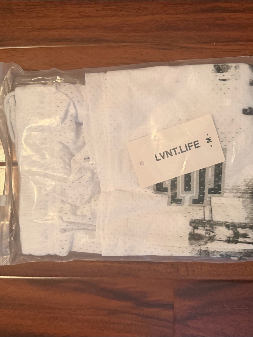 LVNT.LIFE White Graphic Mesh Shorts
